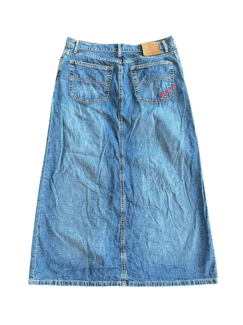 intage Ralph Lauren Polo Jeans Co Jean Maxi Skirt 90s Grunge Western Size 14